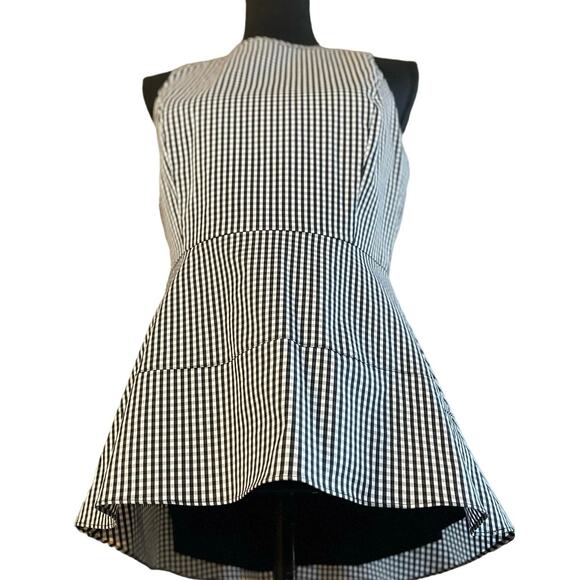 White House Black Market Gingham Plaid Peplum Sleeveless Top Size 8P - Picture 1 of 5